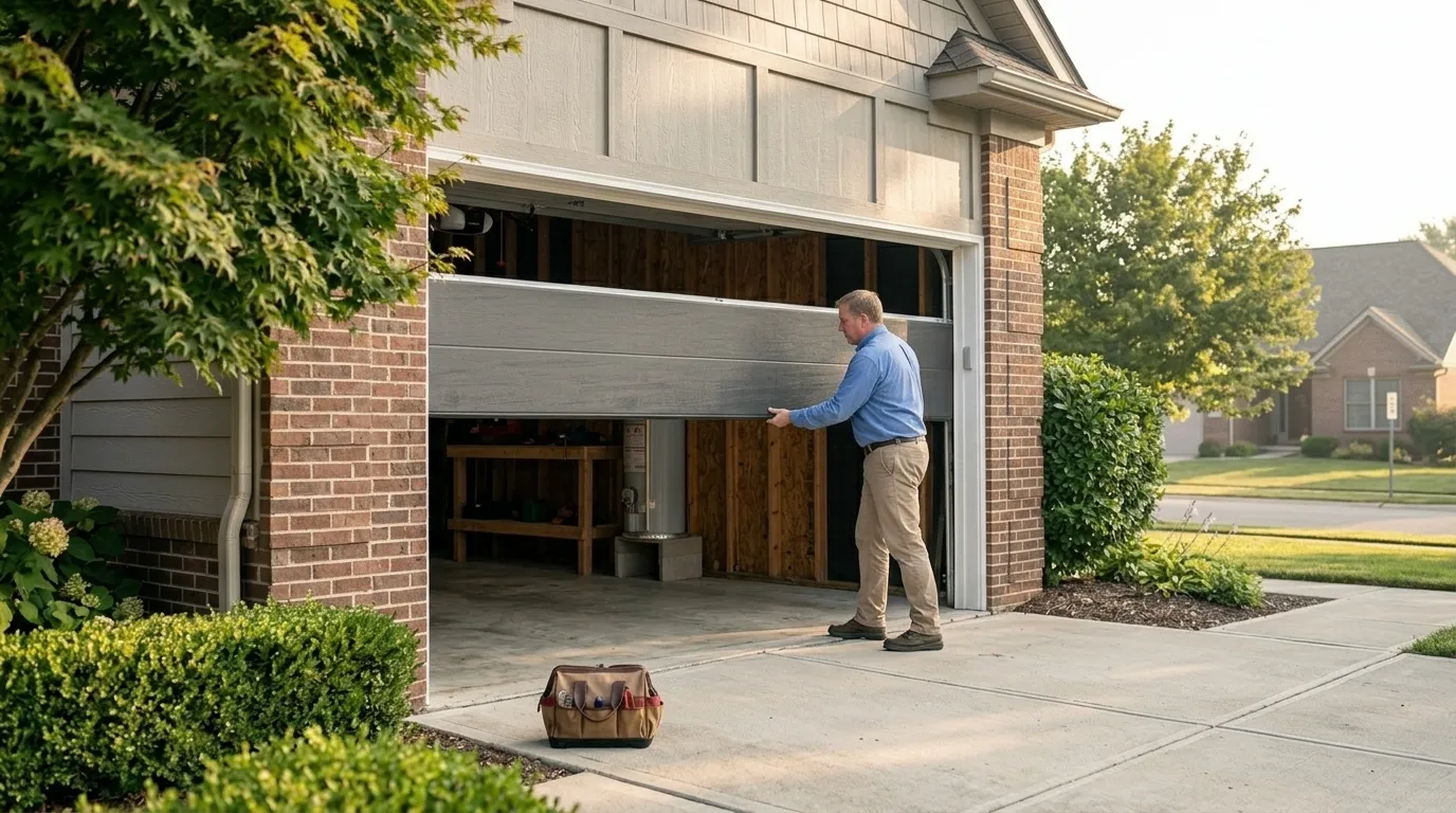 Sectional steel garage door